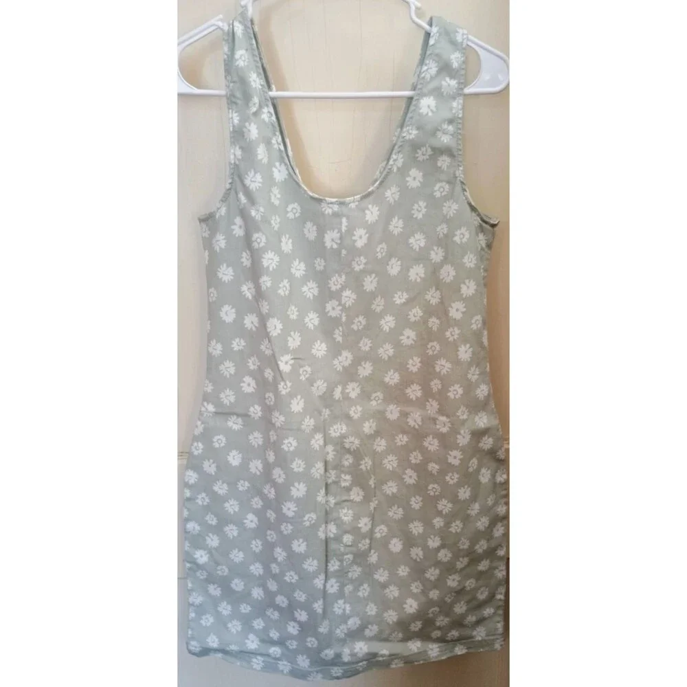 No Boundaries Sage Floral Zip Front Dress Sleeveless Large 11-13